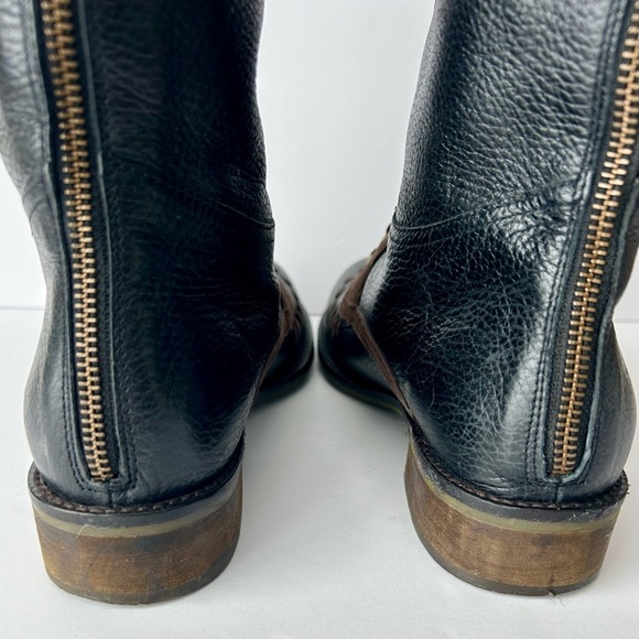 Anthropologie Schuler & Sons Whipstitched Knee High Riding Boots Black Leather 9 - Picture 13 of 15